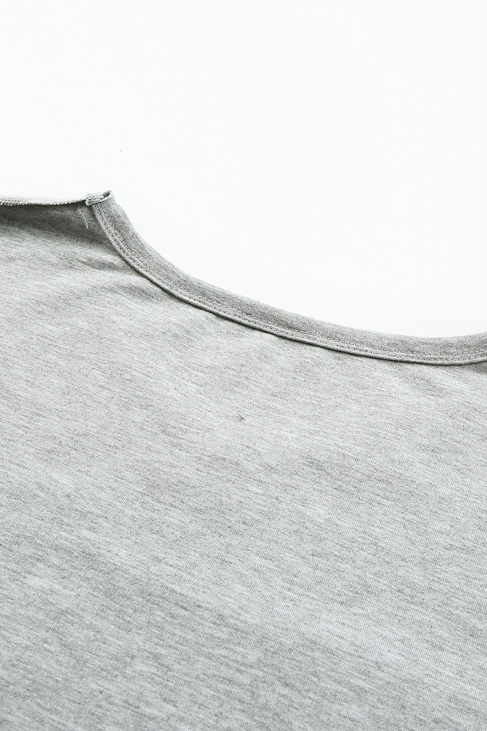 Grey V Neck Exposed Seam Drop Shoulder Long Sleeve Top