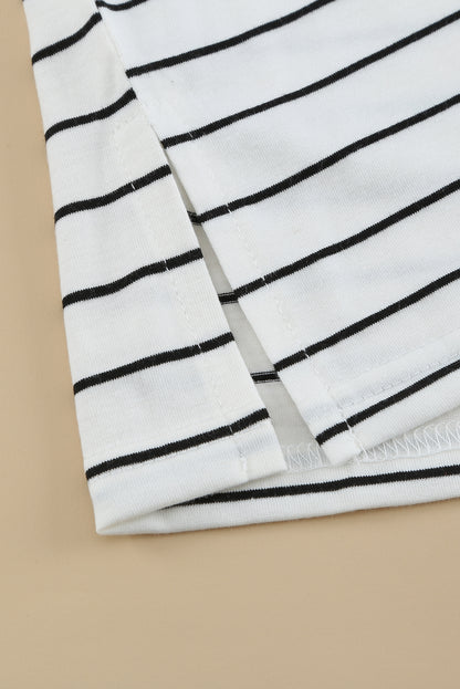 Black & White Stripes Patch Pocket Long Sleeve Shirt