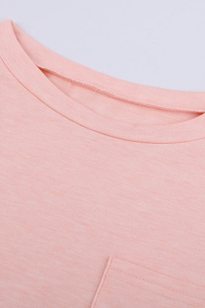 Pink Short Sleeve Basic T Shirt with Patch Pocket