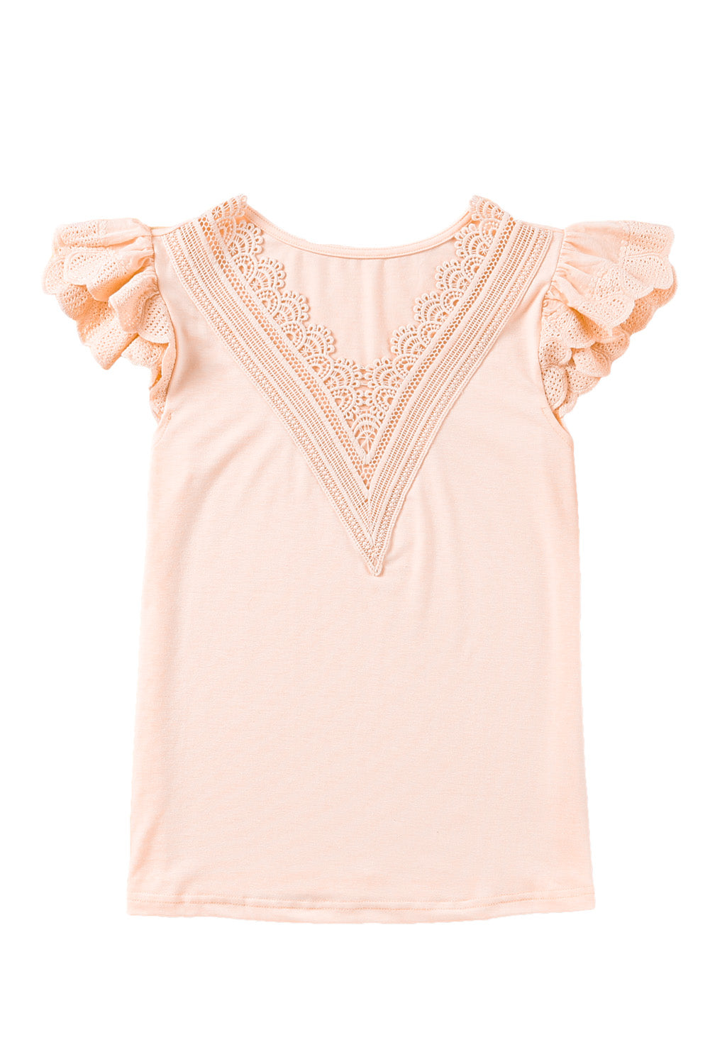 Pink Elegant Lace Patchwork Scalloped Neck Summer Top