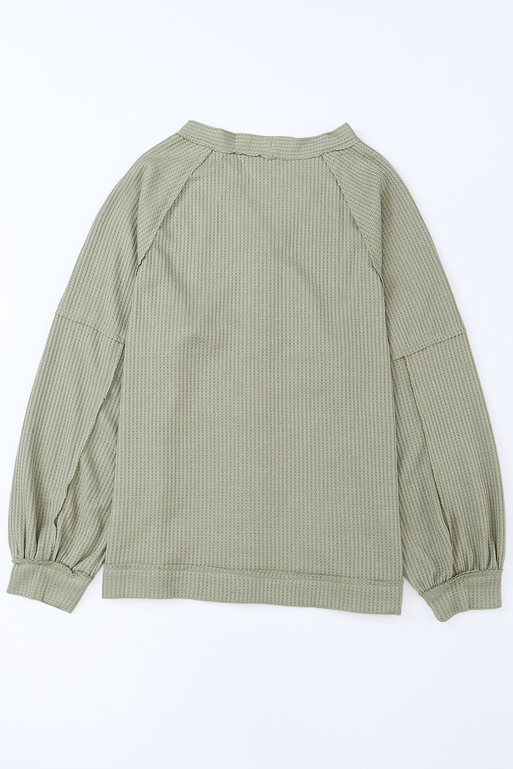 Khaki Exposed Seam Button Front Waffle Knit Cardigan