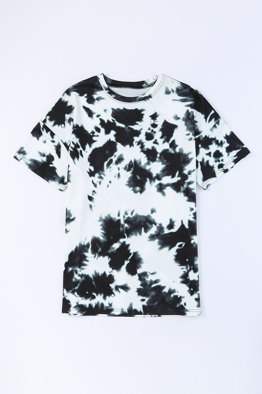 Black Tie-dye Colorblock Oversized Boyfriend Tee