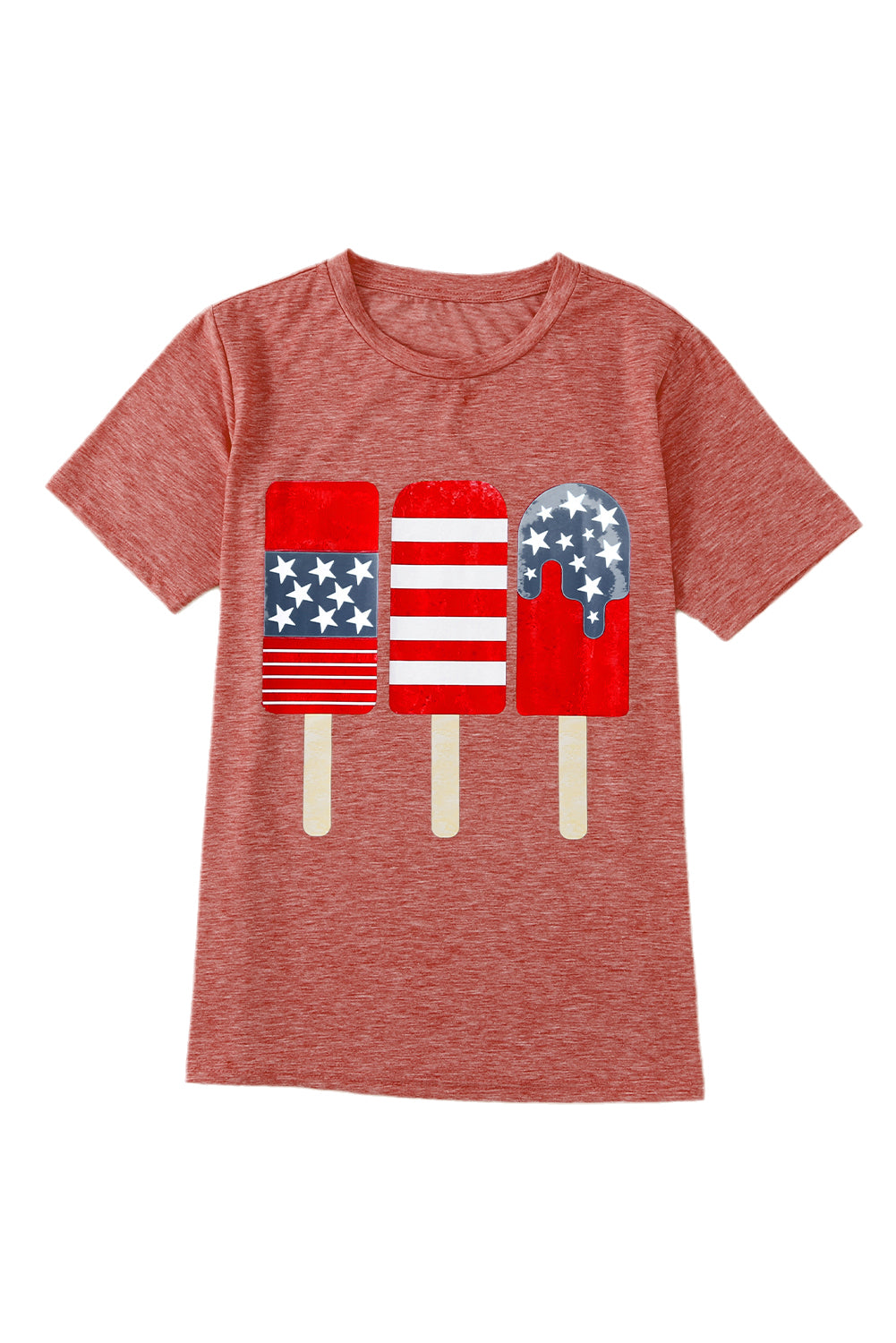 Red American Flag Popsicles Crew Neck Tee