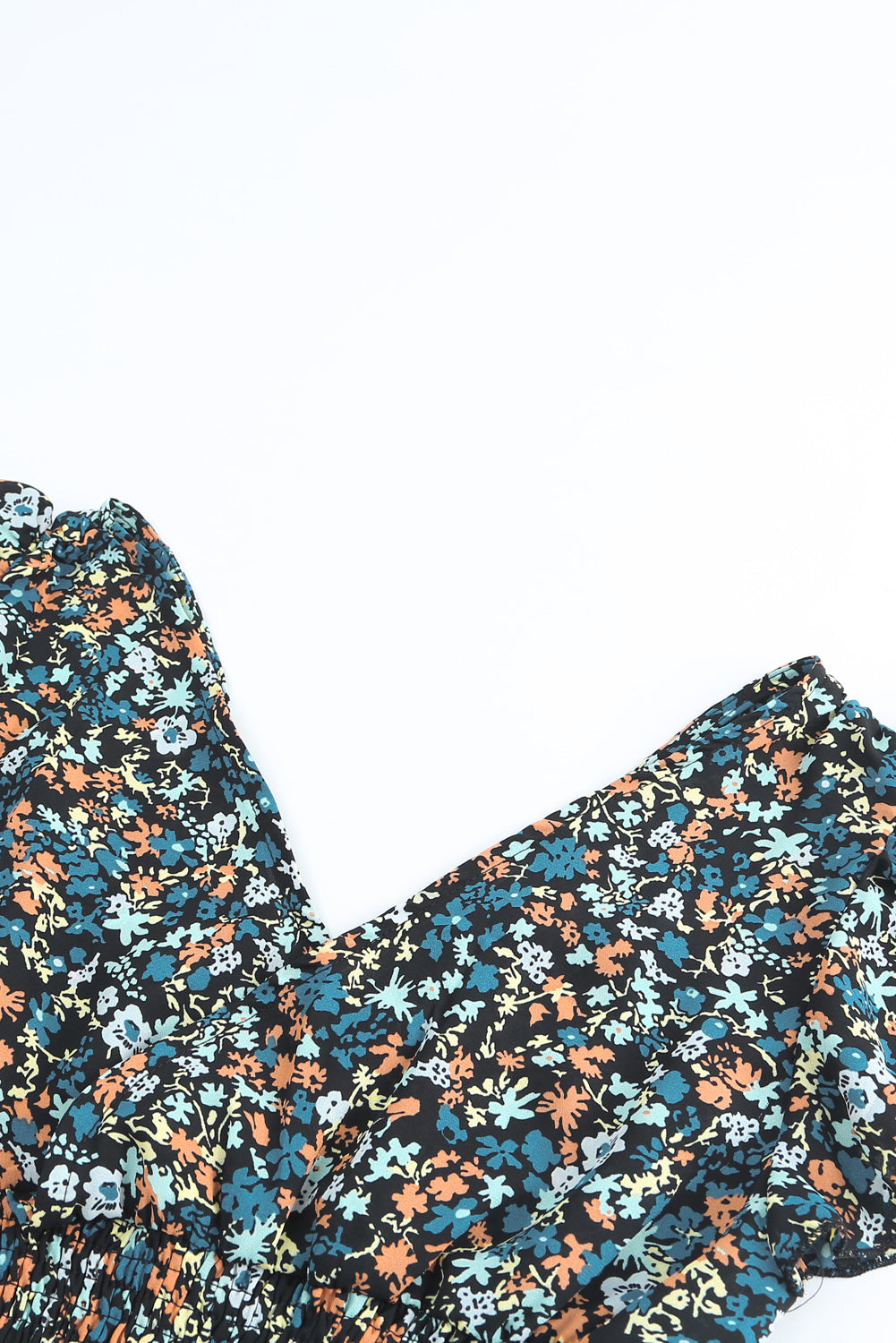 Ditsy Floral Print Ruffled Crop Top & Flounce Hem Maxi Skirt Set