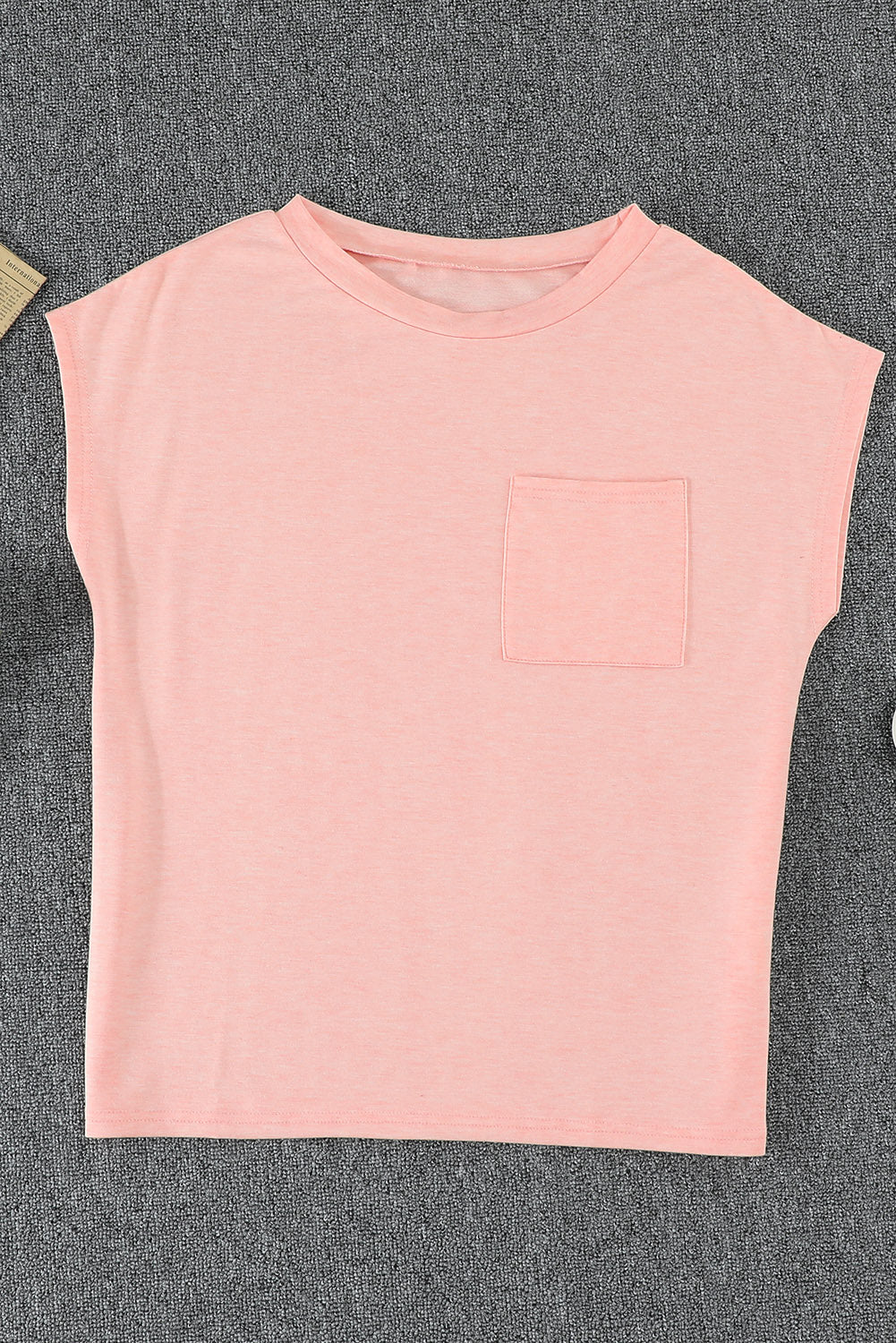 Pink Short Sleeve Basic T Shirt with Patch Pocket