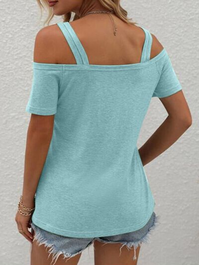 Double Spaghetti Straps Short Sleeve T Shirt