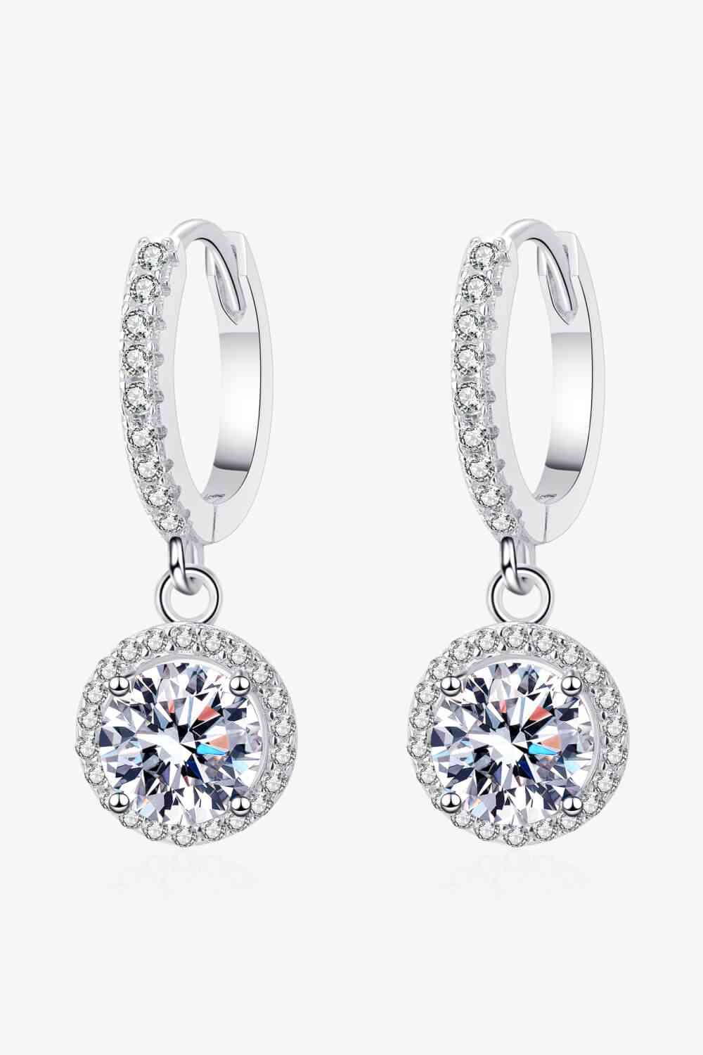 Moissanite Round Shaped Drop Earrings
