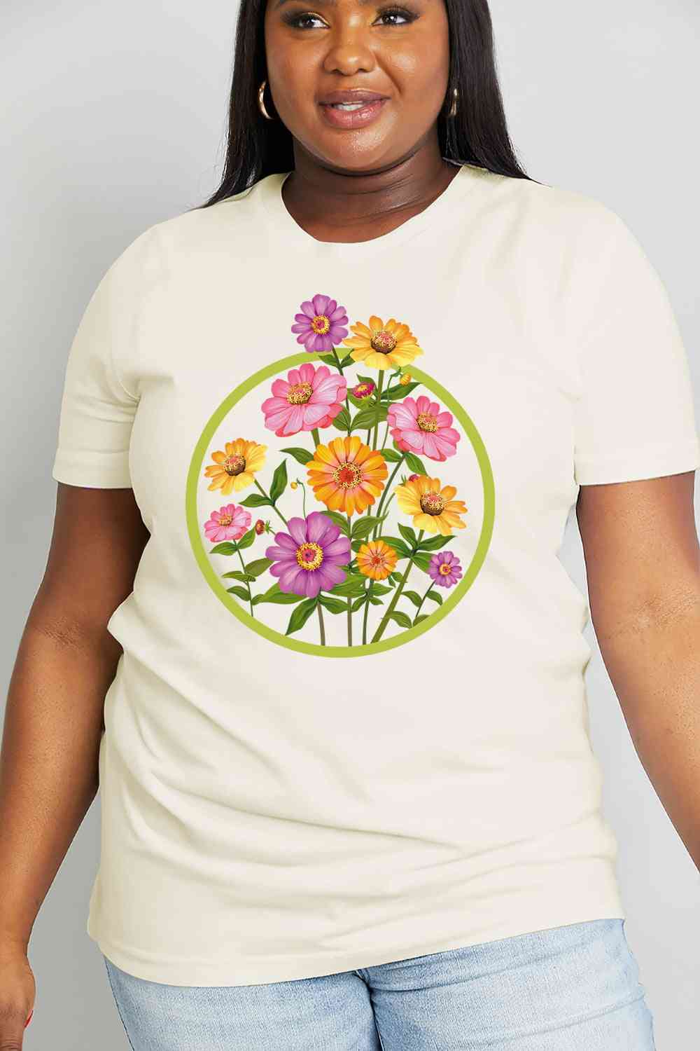 Simply Love Full Size Flower Graphic Cotton Tee