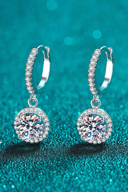 Moissanite Round Shaped Drop Earrings